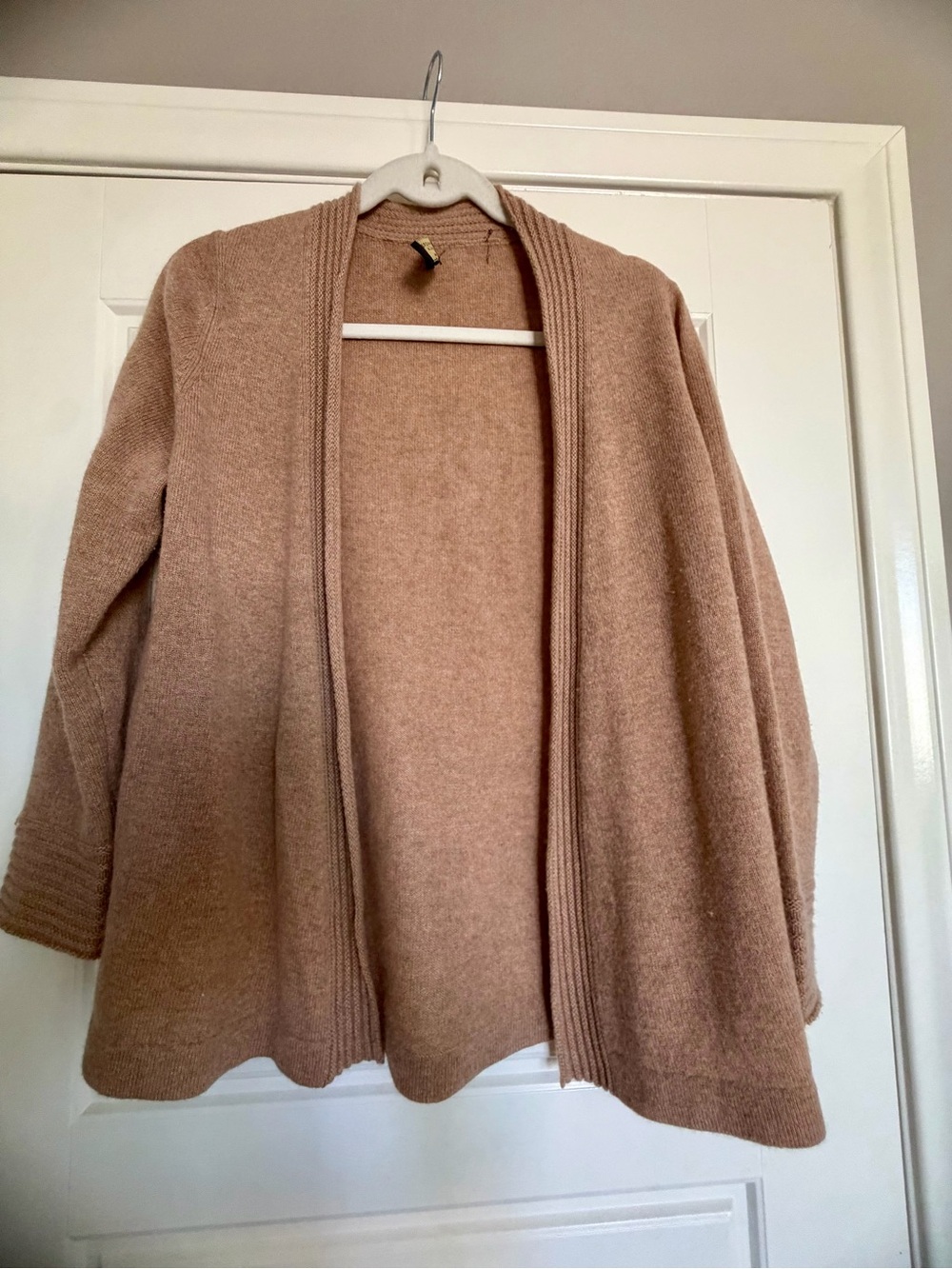 Charter Club Open-Front Cashmere Cardigan in Camel Brown excellent Condition